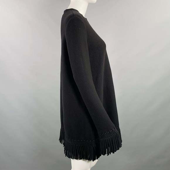 ALAIA Black Wool Blend Fringe Trim Mini Dress - Picture 3 of 6